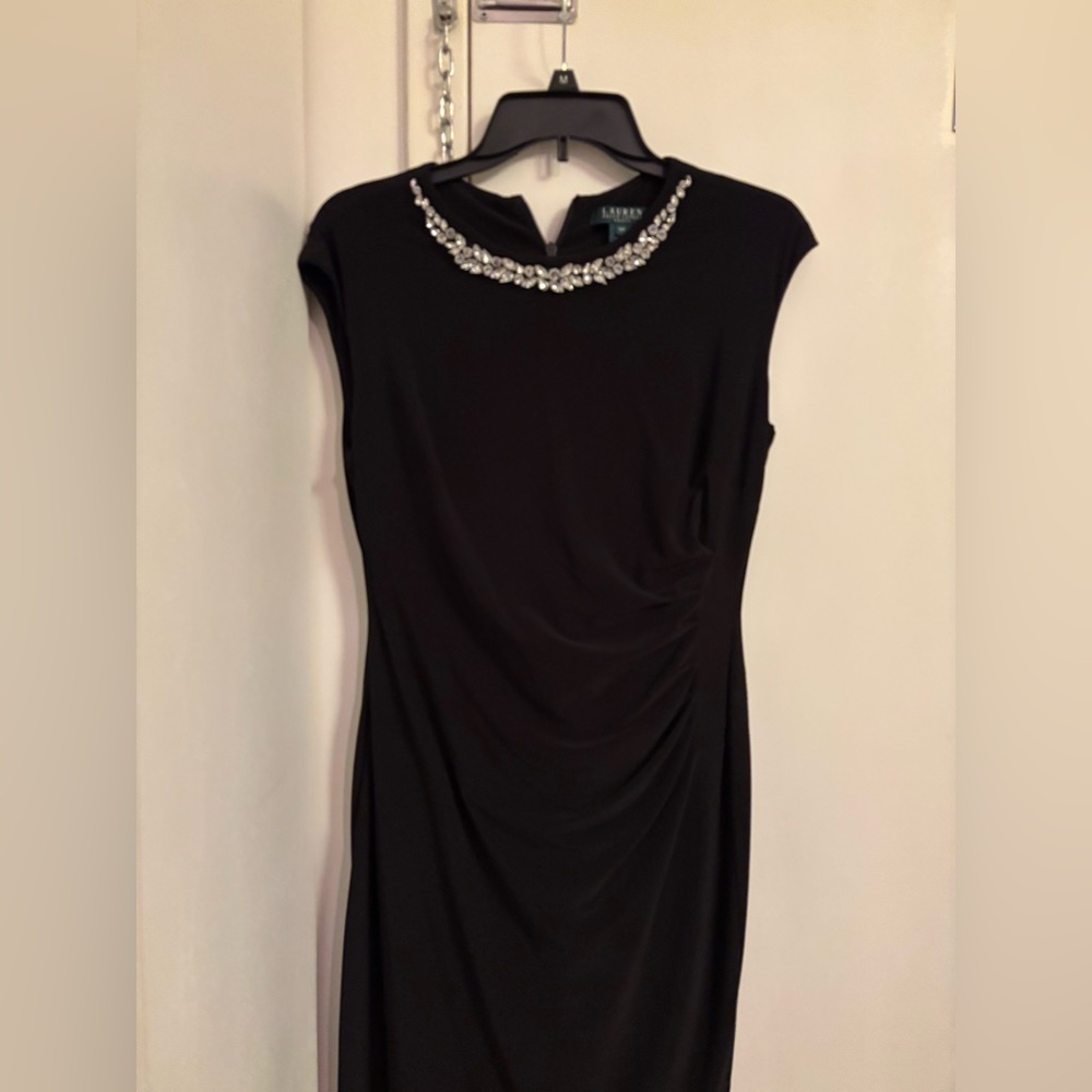 Ralph Lauren Black Dress with Crystal Neckline